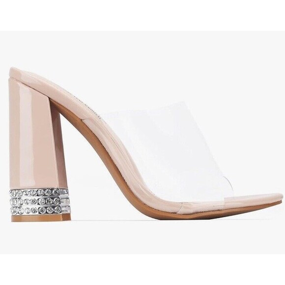 Azalea Wang Clear Rich Girl Chunky Heel with Diamonds Blink Sandal -size 11 - Picture 2 of 6